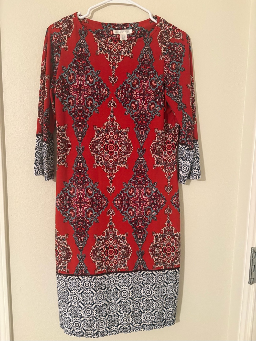 Red/ orange Patterned Sheath Dress